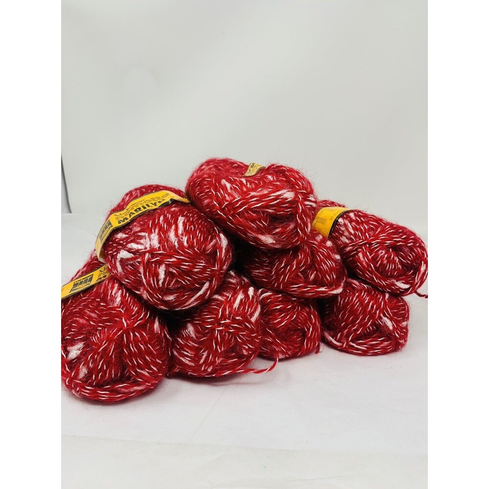 SCHACHENMAYR NOMOTTA MARILYN YARN MOHAIR VISCOSE 8 50g SKEINS RED W/ WHITE - Picture 11 of 12